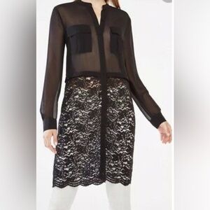 Bcbg TAELUR Black tunic Lace Sheer SZ XS
